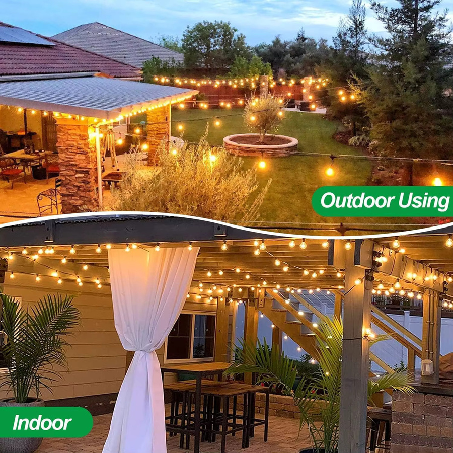 nexillumi Solar G40 Outdoor LED-Lichterkette mit Globus-Glühbirnen, Warmweiß, IP44, Dimmbar, Bruchsicher mit Fernbedienung, E12-Fassung, Schwarz - Bild 6