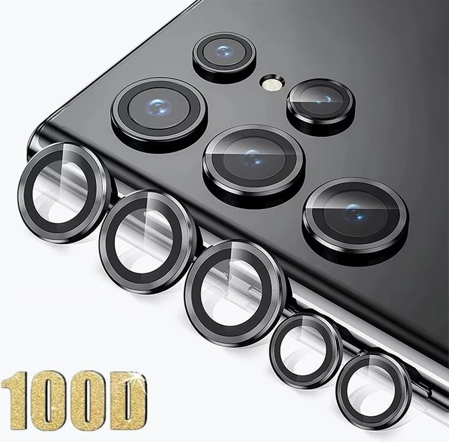Kamera-Objektivschutz aus Aluminiumlegierung und gehärtetem Glas für Samsung Galaxy S24 S23 Ultra S23 FE S24 Plus S23 Plus in Schwarz und Silber - Bild 1