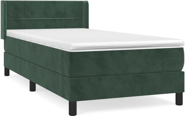 vidaXL Boxspringbett mit Matratze Dunkelgrün Samt B/T/H: 90 x 190 cm - Bild 1