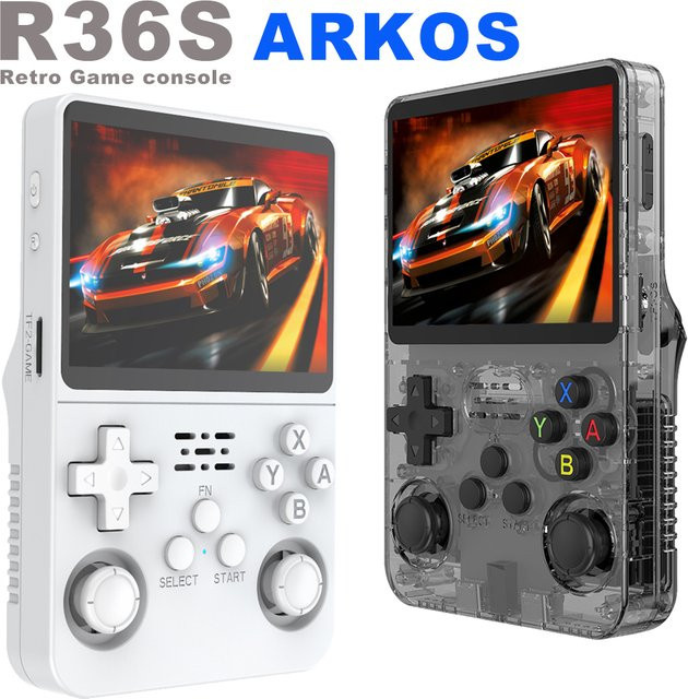 BOYHOM R36S Handheld Gamecontroller mit 3,5 Zoll HD-Bildschirm und wiederaufladbarem Akku in Orange oder Weiß - Bild 1