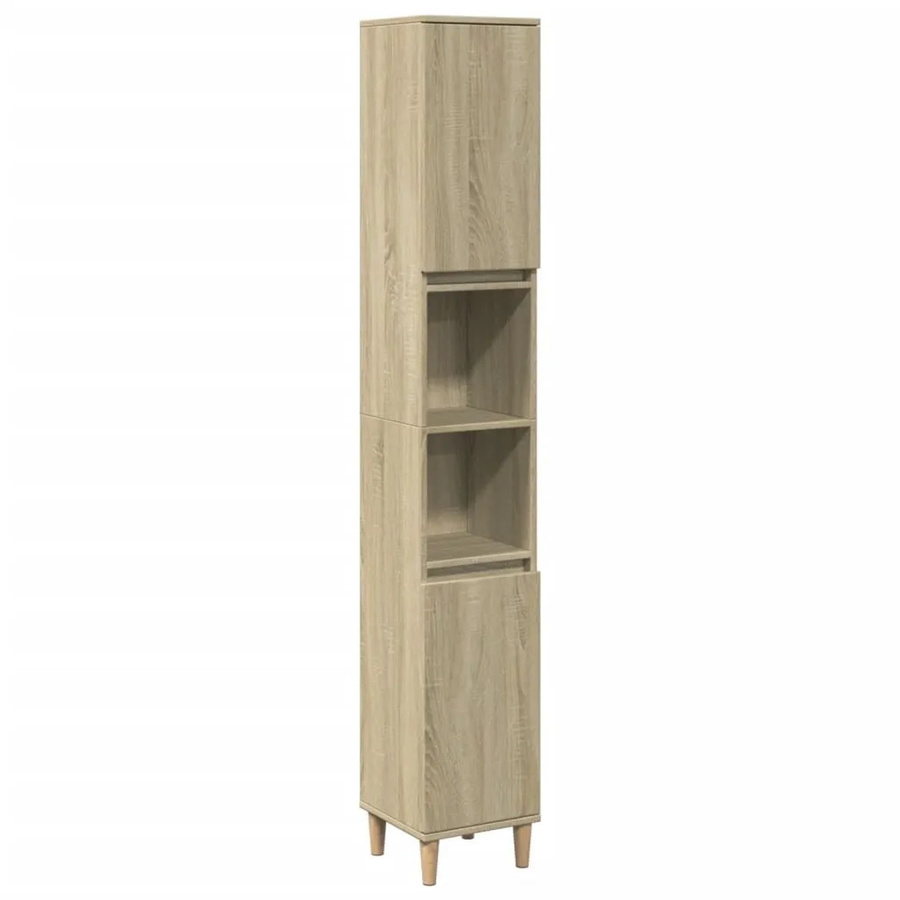 vidaXL Badschrank Sonoma-Eiche mit Türen und offenen Regalen, B/T/H: 30 x 30 x 190 cm - Bild 2