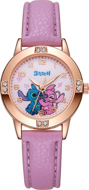 Disney Kinder Uhr, Analoguhr, Leder, Roségold, Zirkonia, Weiß - Bild 1