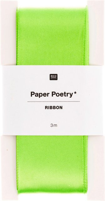 Rico Design Paper Poetry Satinband in Neon Grün, Breite: 3,8 cm, Länge: 3 m - Bild 1