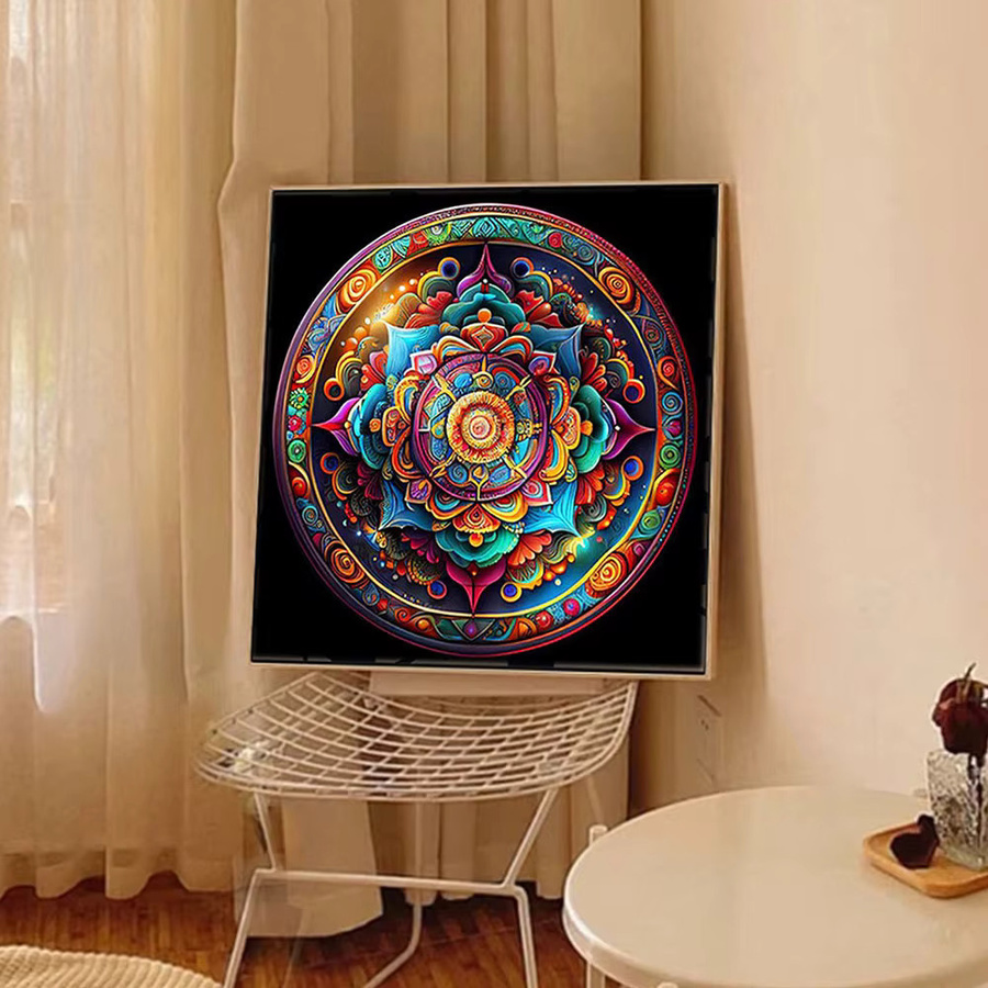 HUACAN Mandala-Diamantgemälde Set mit Blumenmotiv in Multicolour, 5D-DIY Mosaik-Stickerei für die Wanddekoration, B/H: 25 x 25 cm - Bild 4