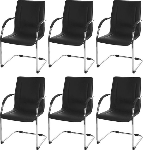 PROREGAL Konferenzstuhl Sammy 6er-Set, Freischwinger Besucherstuhl aus Kunstleder und Stahl, Schwarz, H x B x T: 93 x 56 x 56 cm, Sitzhöhe: 47 cm - Bild 1