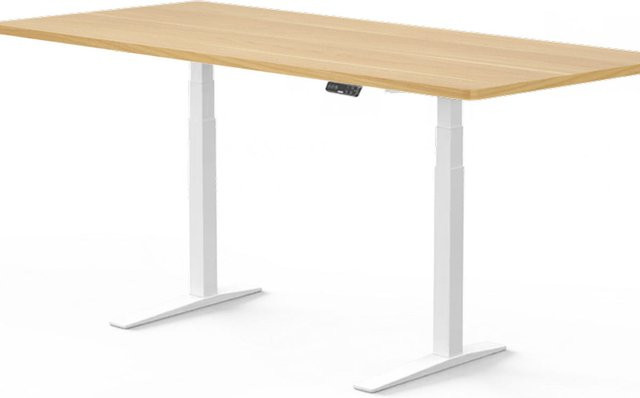 FlexiSpot Höhenverstellbarer Schreibtisch mit C-Beinen, Ahorn/Weiß, Rechteckig, B: 166,9 cm, T: 85,8 cm, H: 6,2 cm - Bild 1