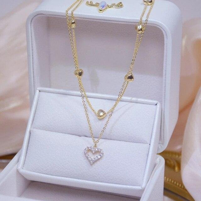 Halskette Liebesherz, 750 Gold, Zirkonia, Kristall, Damen - Bild 1