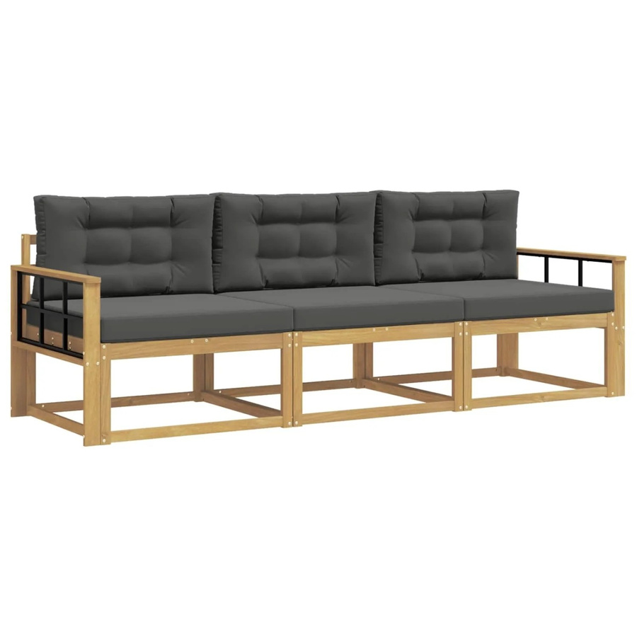 vidaXL Outdoor-Sofagarnitur aus Akazienholz mit 3 Sitzmöbeln in Weiß und Anthrazit - Bild 2