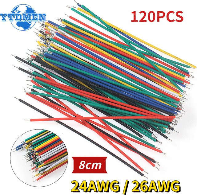 YTDMEN DIY-Elektronik-Kit mit 120 Stück Überbrückungsdraht, 24 AWG und 26 AWG verzinnter Draht, 6 Farben, Länge: 8 cm - Bild 1