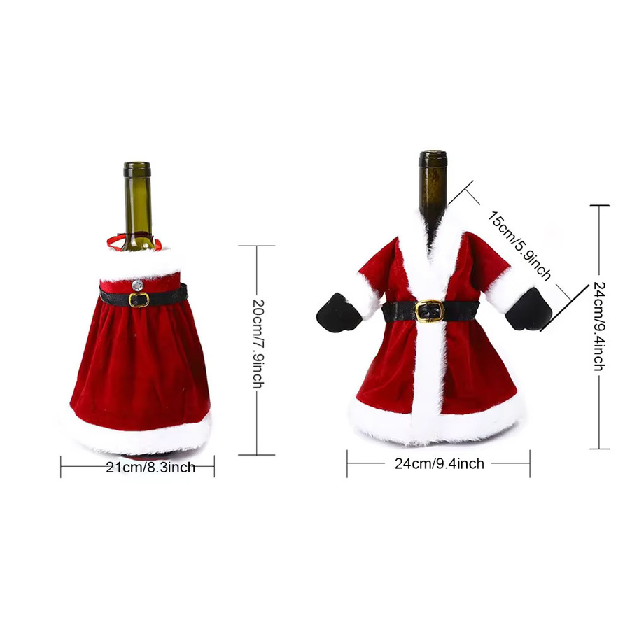Runtow Weinflaschen-Abdeckung im kreativen Kleid- und Rock-Design für Weihnachten und Silvester, Rot - Bild 4