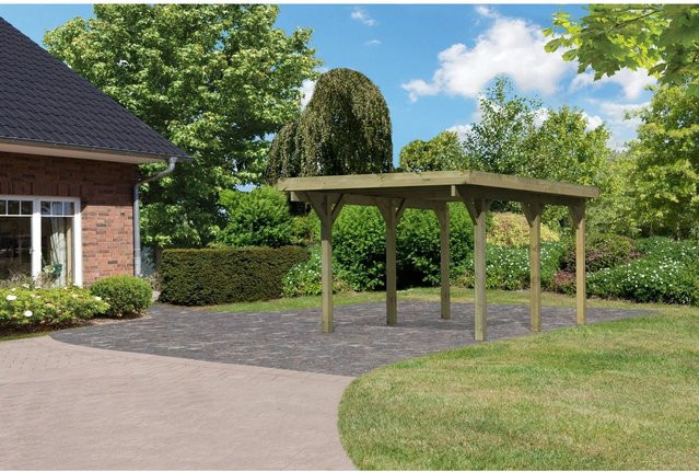 Karibu Einzelcarport Classic 1 Variante A aus Stahl mit Dach in Natur und Grün, B/T: 273 x 394,5 cm - Bild 1