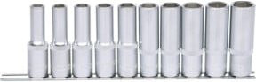 KS Tools 1/2 Zoll CLASSIC Sechskant-Stecknuss-Satz lang, 10-teilig, 10-19mm, silber - Bild 1