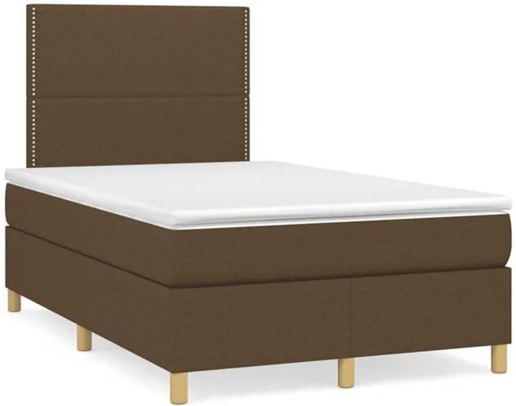 vidaxl Boxspringbett mit Matratze in Braun aus Stoff und Kiefer, B/T: 120 x 190 cm - Bild 1