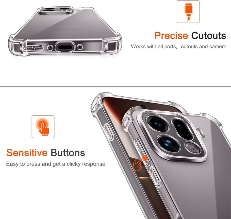 FindX9Pro Silikon Schutzhülle für Oppo Find X9 Pro 5G, transparent, stoßfest mit Airbags - Bild 3