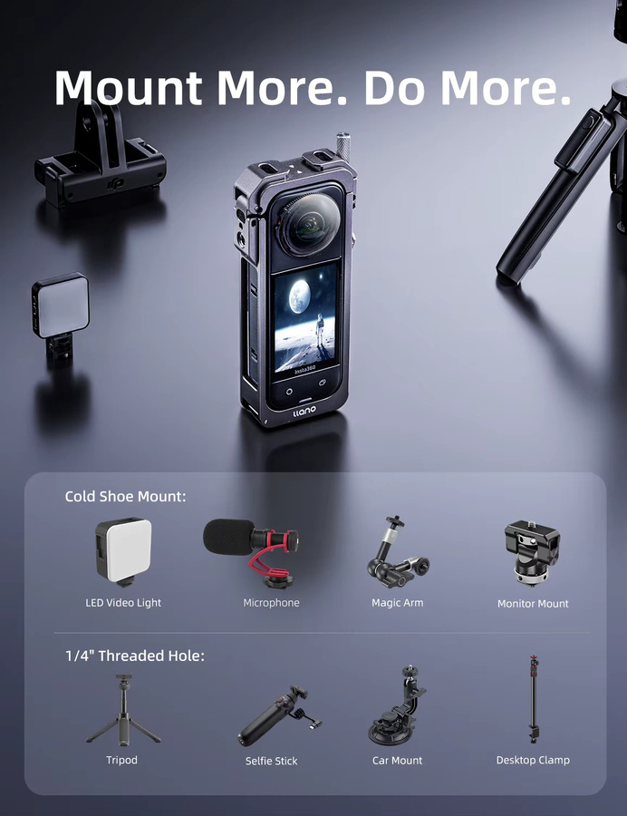 llano Schutzkamerakäfig aus Aluminiumlegierung für die Insta360 X5 Action-Kamera - Bild 3
