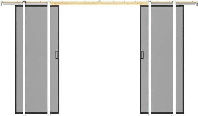 Vente-unique Schiebetür Linci in Schwarz und Grau mit Glas, Breite: 83 cm - Bild 1