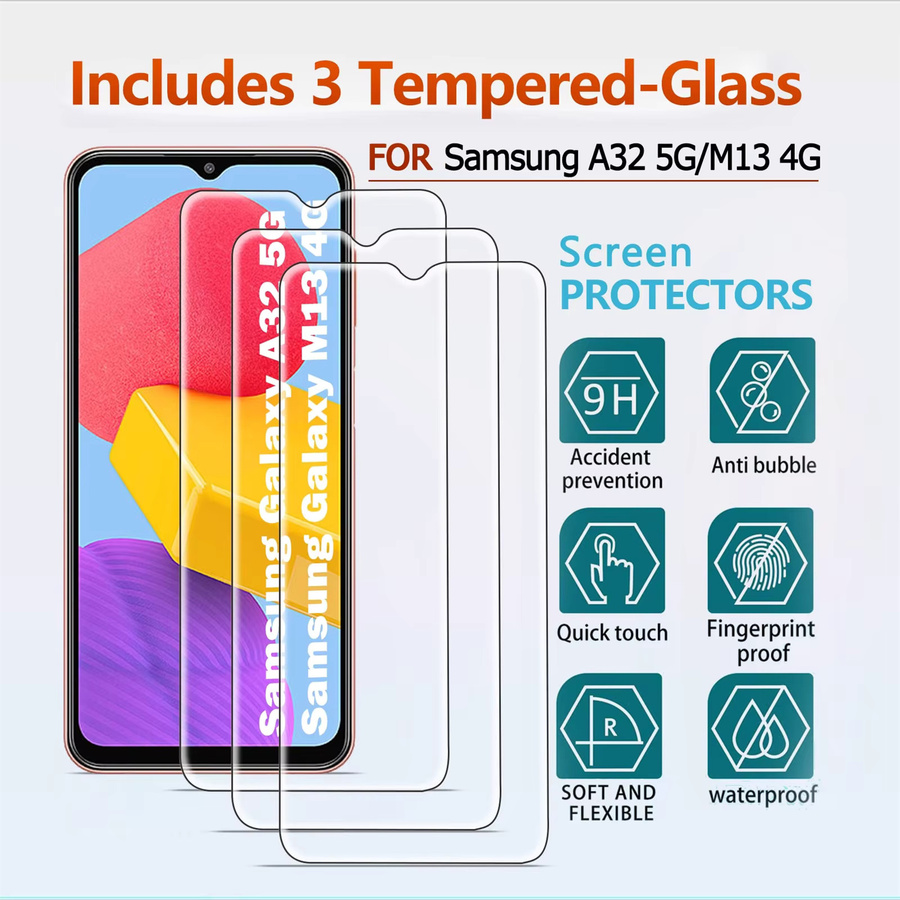 Samsung Displayschutzfolie aus gehärtetem Glas für Galaxy A13, M13 4G, A32 und M32 5G, transparent, 9H Härtegrad - Bild 2