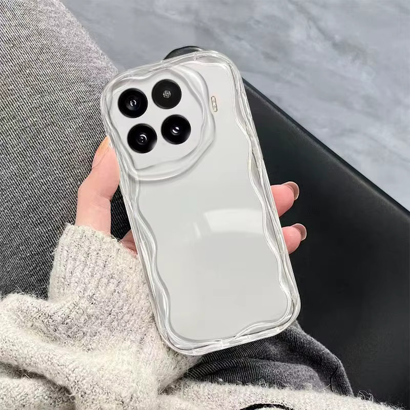 Xiaomi 15T Pro 5G Schutzhülle aus transparentem TPU mit Wellen-Design - Bild 4
