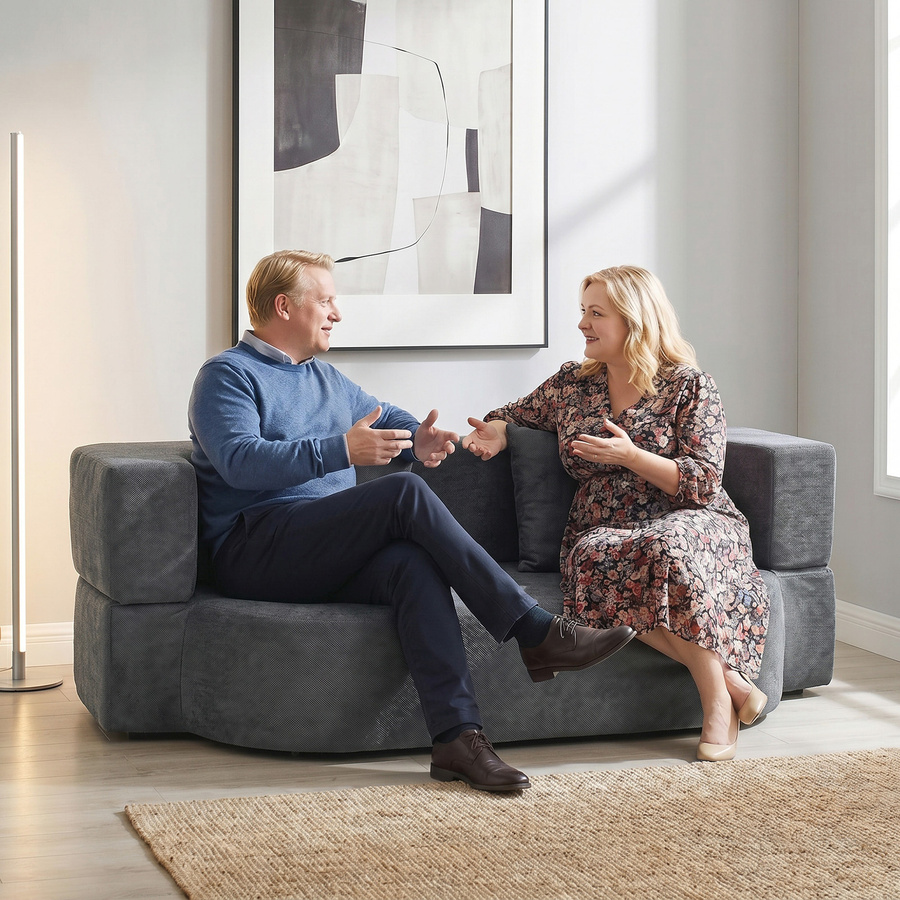 HOMCOM Schlafsofa 2-Sitzer Klappbares Bodensofa mit Armlehnen und 2 Kissen, Bequeme Schlafcouch in Chenille-Optik für Wohnzimmer und Schlafzimmer, Dunkelgrau - Bild 2