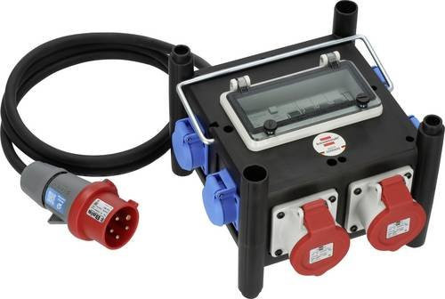 Brennenstuhl Gummi-Baustromverteiler BSV 3 IP44 mit 2m RN-Kabel und FI-Schutzschalter Typ B 400V - Bild 1