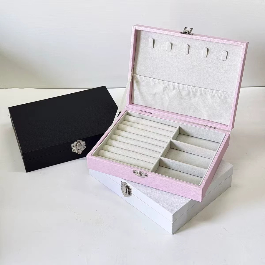 Schmuck-Organizer-Box, Aufbewahrungskoffer für Halsketten, Ohrringe, Ringe - Bild 1