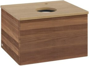 V&B Waschtischunterschrank Antao mit Frontstruktur in Eiche Honig und Walnuss, Braun, B/T/H: 60 x 36 x 50 cm - Bild 1