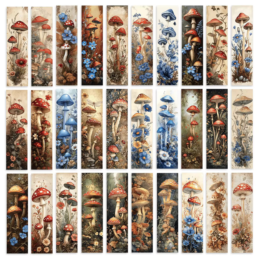 32 Stück Lesezeichen im Waldstil mit Pilzmotiv in Multicolor aus Papier - Bild 3