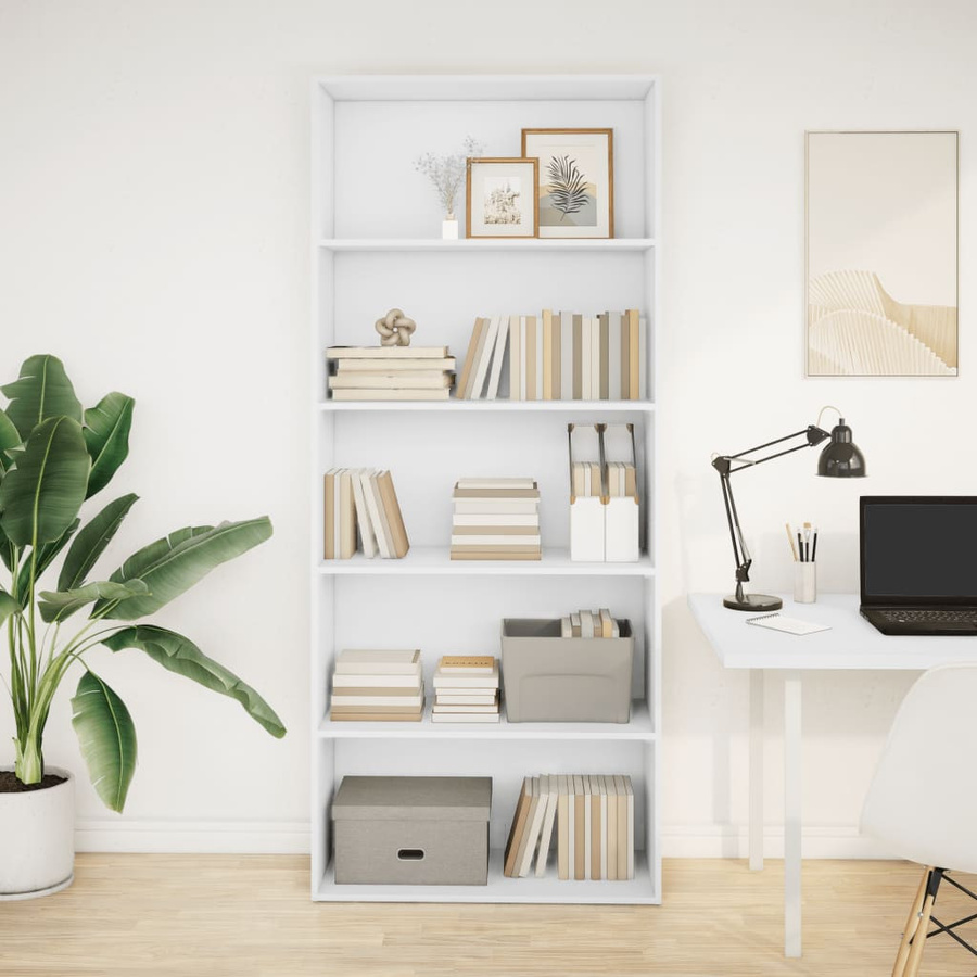 vidaXL Bücherregal Weiß aus Holzwerkstoff, B/T/H: 80 x 30 x 189 cm - Bild 2