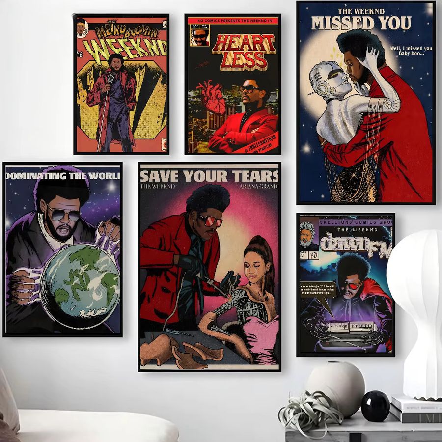 The Weeknd Comic Poster als Kunstmalerei aus Papier für dein Wohnzimmer, Schlafzimmer oder Café - Bild 3