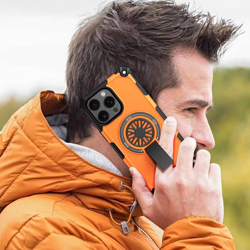 RUWANHU MagSafe Magnetische Falten Handyhülle für iPhone 17 16 15 14 13 12 11 Pro Max in Orange - Bild 4