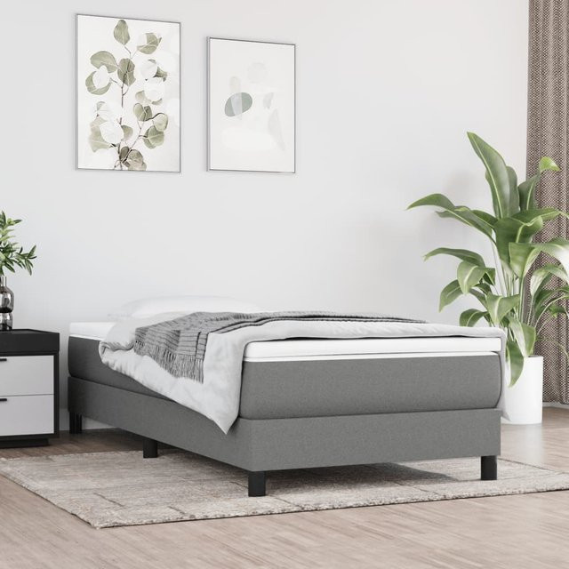 vidaXL Boxspringbett mit Matratze Dunkelgrau B/T/H: 90 x 190 cm - Bild 2