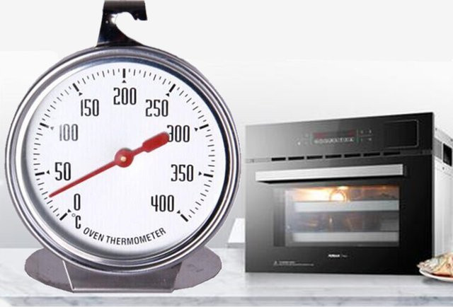 JUANJUAN Ofenthermometer aus Edelstahl in Silber, rundes Thermometer für Lebensmittel und Fleisch mit Messbereich 0-400 Grad - Bild 1