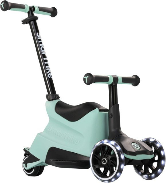 smarTrike Scooter Xtend Ride-on Rutscher in Grün mit Schiebestange und Bremse, faltbar - Bild 1