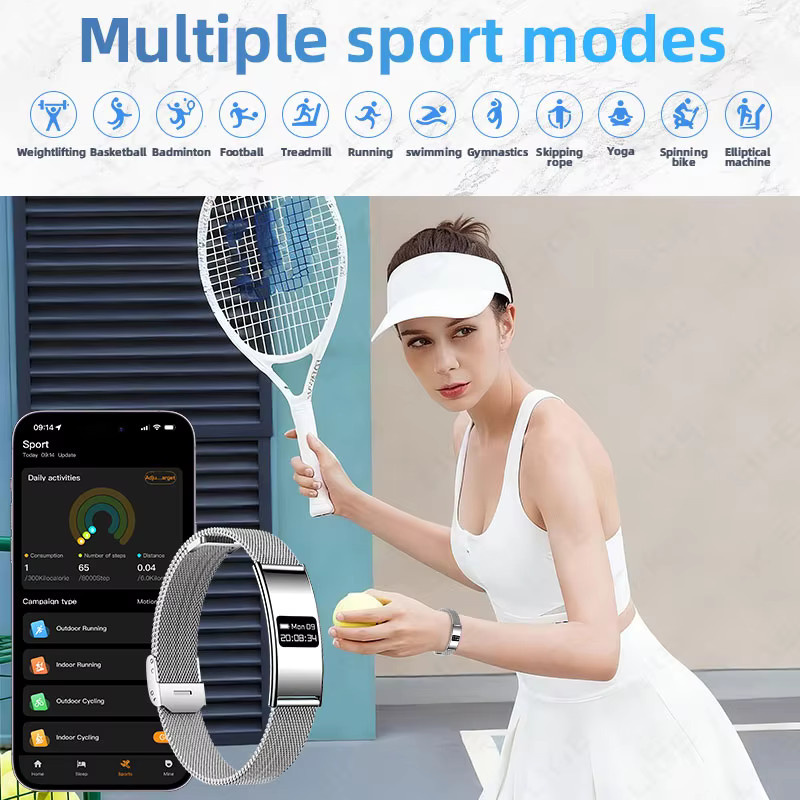 LIGE Smart-Armband in Silber mit Herzfrequenz- und HRV-Monitor sowie Anruferinnerung - Bild 2