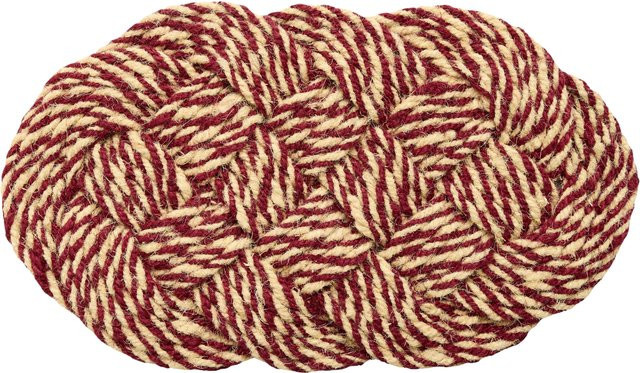 HAY Coco Fussmatte Swirl in Rot, oval aus Kokos und Jute mit grafischem Design - Bild 1