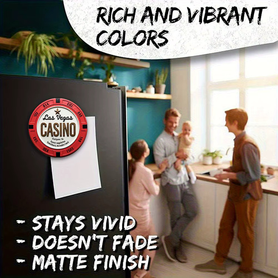 CIFBUY Las Vegas Casino Kühlschrankmagnet aus Acryl in Rot für Poker-Partys und als Geburtstagsgeschenk - Bild 3