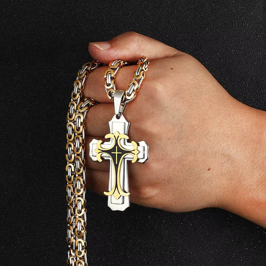 diyalo Halskette Christian Trinity Latein Kreuz, Edelstahl, Herren - Bild 2