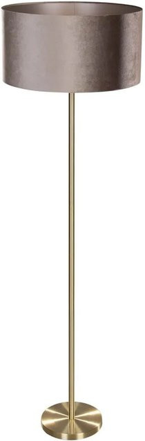 QAZQA Simplo Stehleuchte in Messing mit Samtschirm in Taupe, Höhe: 50 cm - Bild 1