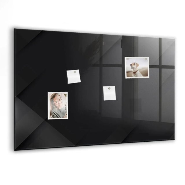 Tulup Glasmagnettafel mit dunklem Wandmuster, beschreibbares Glassboard in Weiß und Schwarz, B: 90 cm, H: 60 cm - Bild 1