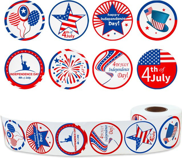 TYFYO 500 Stück USA 250. Jubiläum Aufkleber-Rolle, Patriotische Aufkleber für den 4. Juli 2026, Mehrfarbig, Durchmesser: 3,81 cm - Bild 1