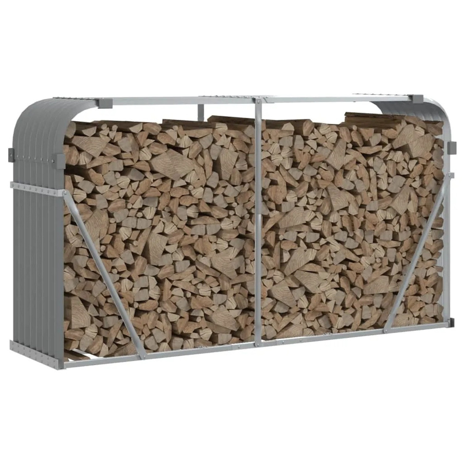vidaXL Kaminholzunterstand aus verzinktem Stahl in Hellgrau B/T/H: 180 x 45 x 100 cm - Bild 2