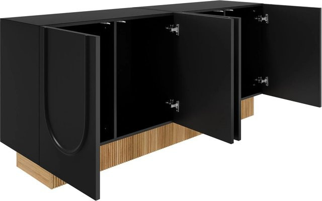 okwish Sideboard mit 4 Türen für dein Wohnzimmer in Schwarz, B/H/T: 160 x 75 x 38 cm - Bild 1