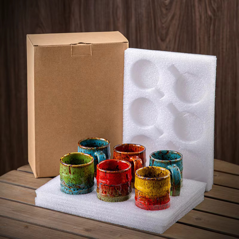 Keramiktasse mit kristalliner Glasur in Multicolour, zylindrische Espressotasse im natürlichen Element-Design - Bild 2