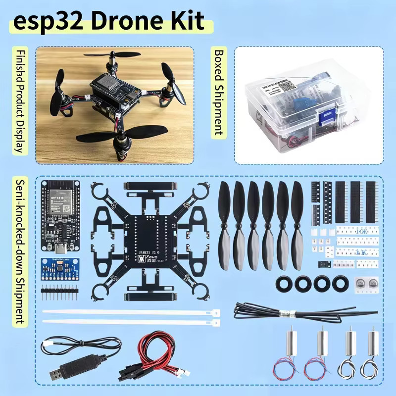 ZAVE E1 ESP32 Open-Source Mini-Drohnen-Kit, DIY Selbstbau-Quadcopter - Bild 3