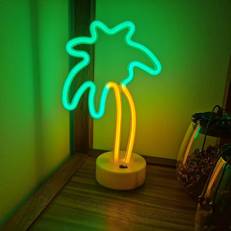 SHENZHITECH Kokosnuss LED-Neonschild mit Sockel als Nachtlampe und Wanddekoration in Weiß, B/T/H: 30,0 x 18,0 x 10,0 cm - Bild 2