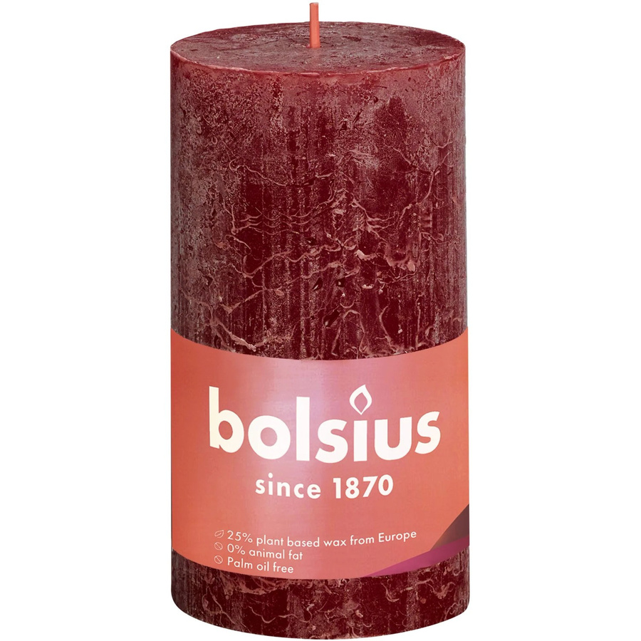 Bolsius Rustik-Kerze Shine XXL in Samtrot, Durchmesser: 10 cm, Höhe: 20 cm - Bild 2