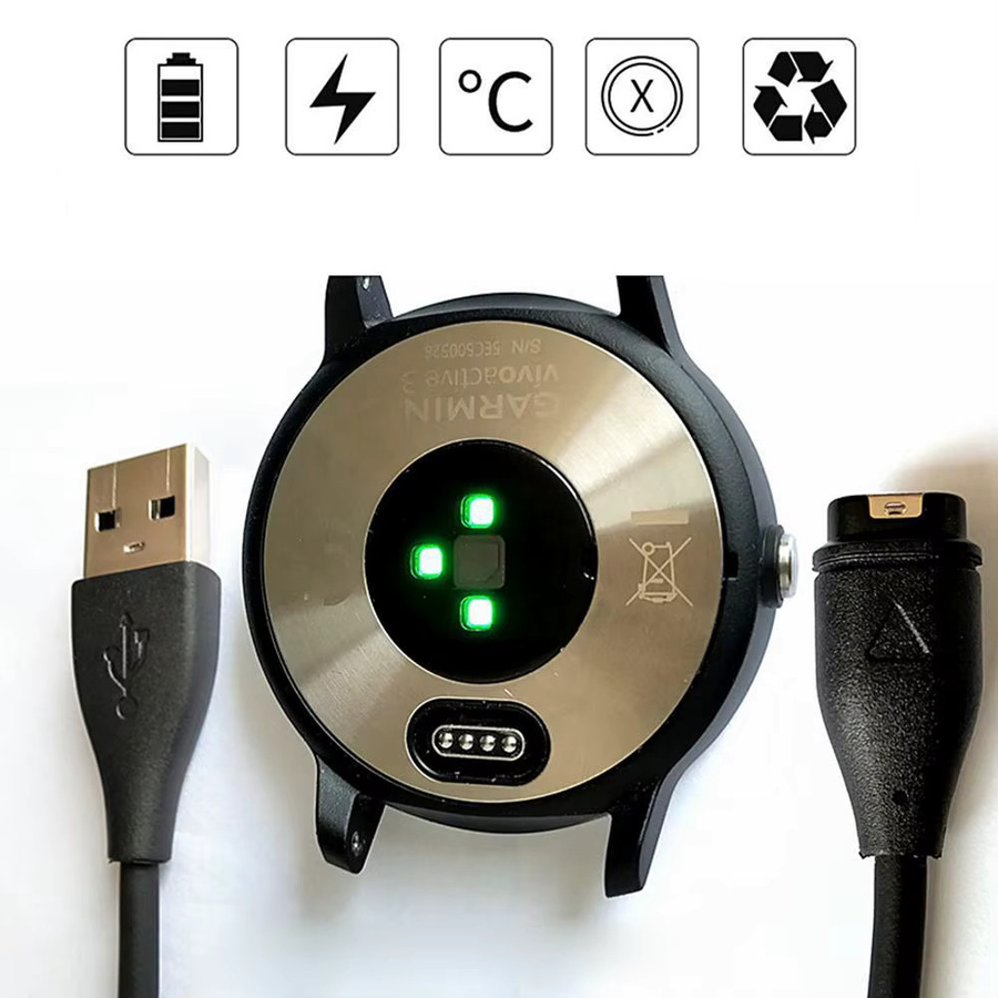 USB-Ladekabel und Datenkabel für Garmin Fenix 7, 7S, 7X, 6, 6S, 6X, 5, 5S, 5X sowie Forerunner 45, 165, 245, 255 in Schwarz mit USB-A auf USB-C Anschluss - Bild 3