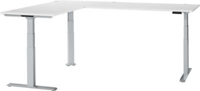 Schäfer Shop Genius Winkelschreibtisch Modena Flex, elektrisch höhenverstellbarer Eckschreibtisch in Weiß/Weißaluminium, B: 200 cm, T: 240 cm - Bild 1