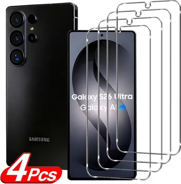 HD Fingerabdruck-Entsperr-Displayschutzfolie aus gehärtetem Glas für Samsung S26 Ultra S26 Plus S25 Ultra S25 Edge S24 S23 S22+ transparent - Bild 1