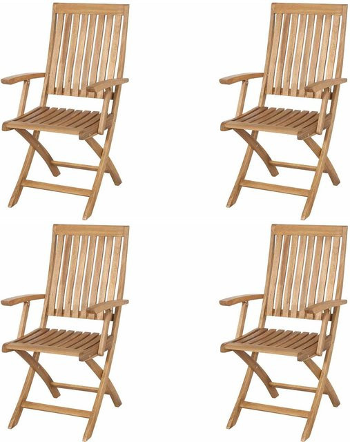 4er Set Gartensessel Siena von PALEROS aus geöltem Akazienholz in Braun mit Armlehnen und stapelbar - Bild 1
